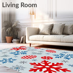 Red Blue Snowflake Candy Collection Rug