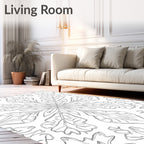 Monochromatic Floral Mandala Outline Rug