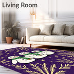 Festive Purple Snowman Star Garland Rug