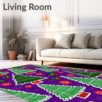 Christmas Trees Holly Red Flowers Rug