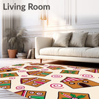 Brown Gingerbread Houses with Swirls Rug