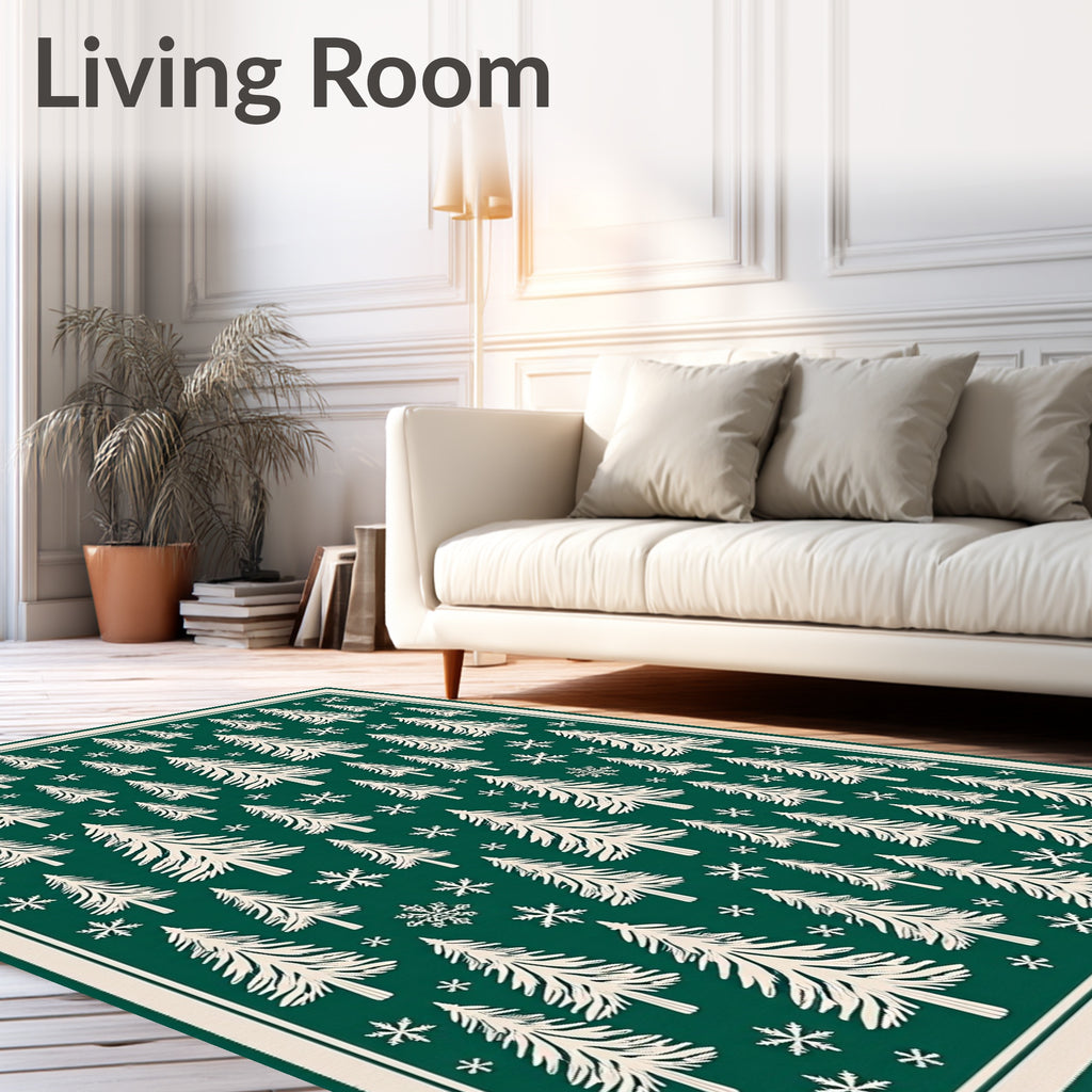 Winter Forest Snowflakes Cream Rug