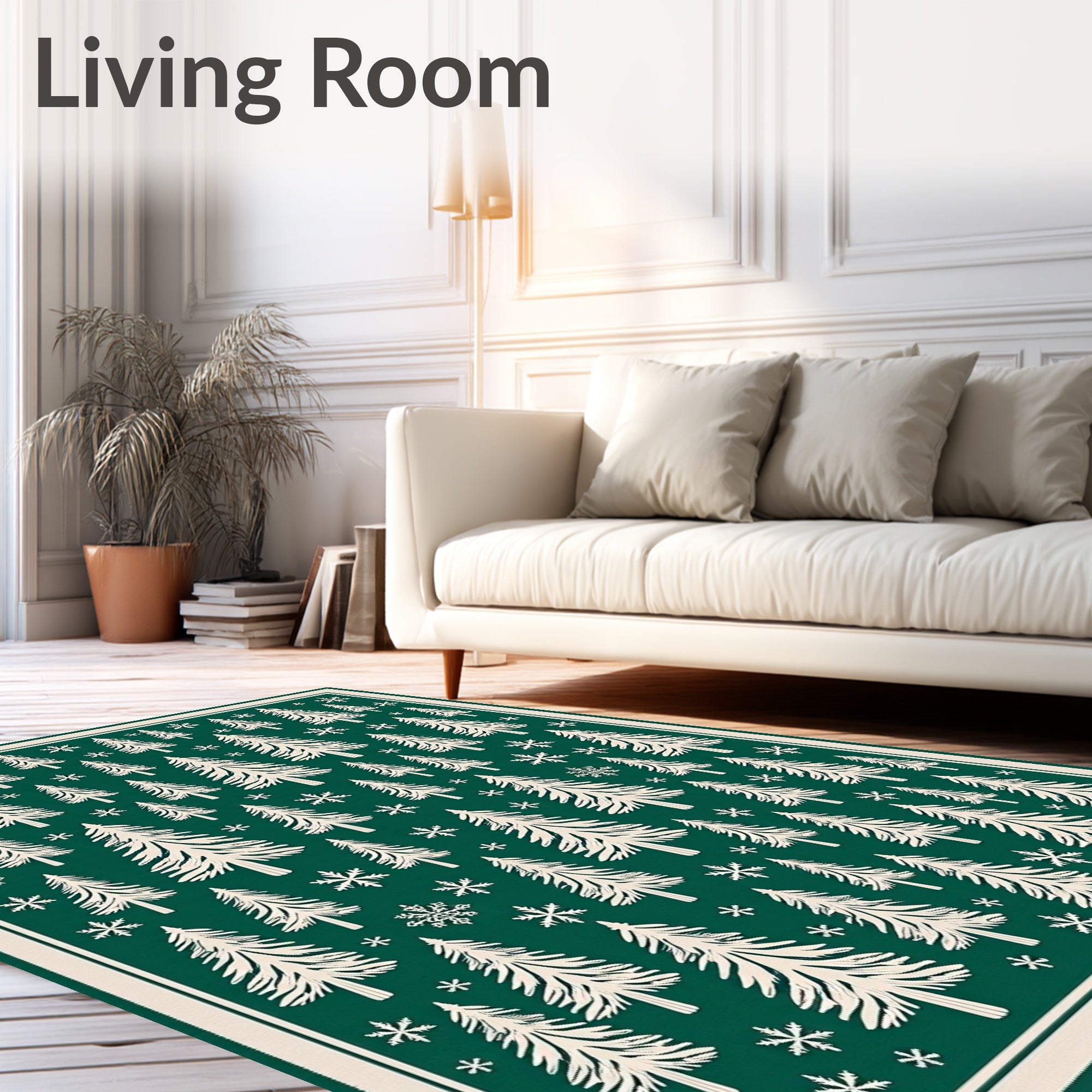 Winter Forest Snowflakes Cream Rug