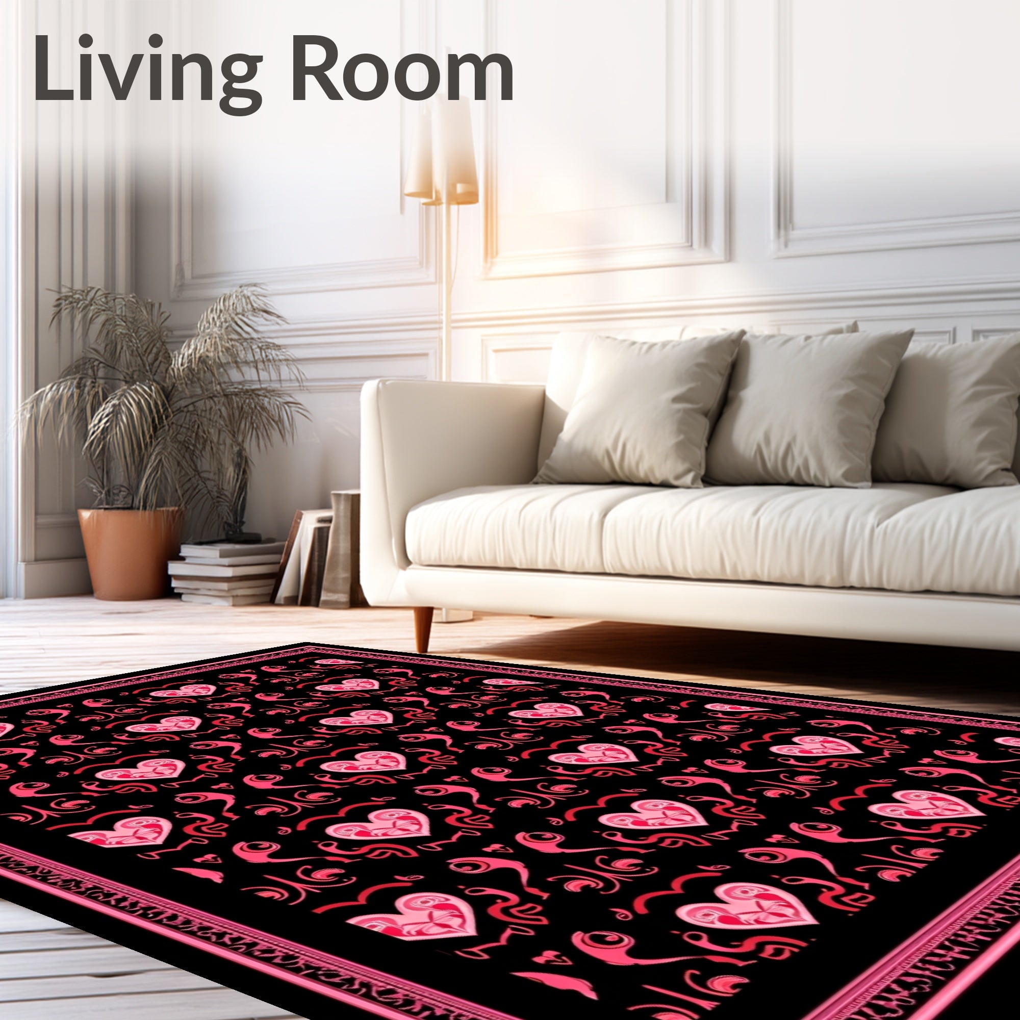 Pink Heart Swirl Repeating Pattern Rug