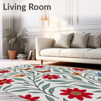 Monarch Butterfly Crimson Floral Garden Rug