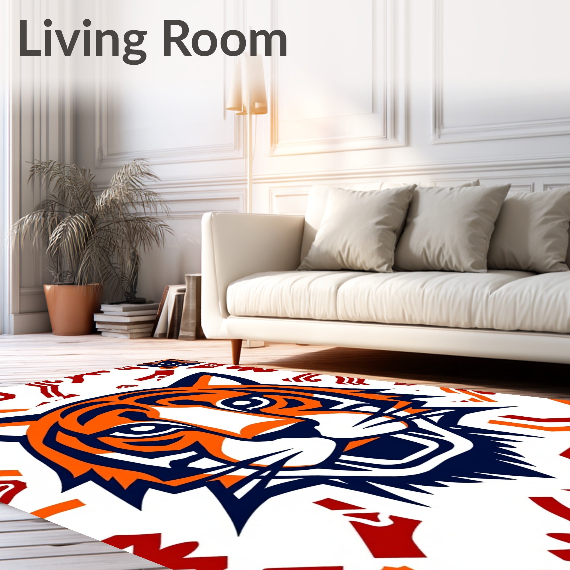 Bold Orange Tiger Graphic Rug