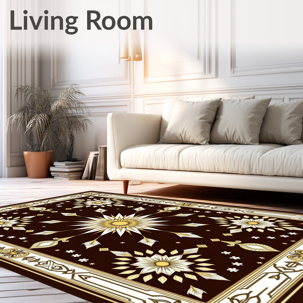 Rich Brown Sunburst Medallion Rug