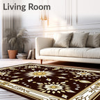 Rich Brown Sunburst Medallion Rug
