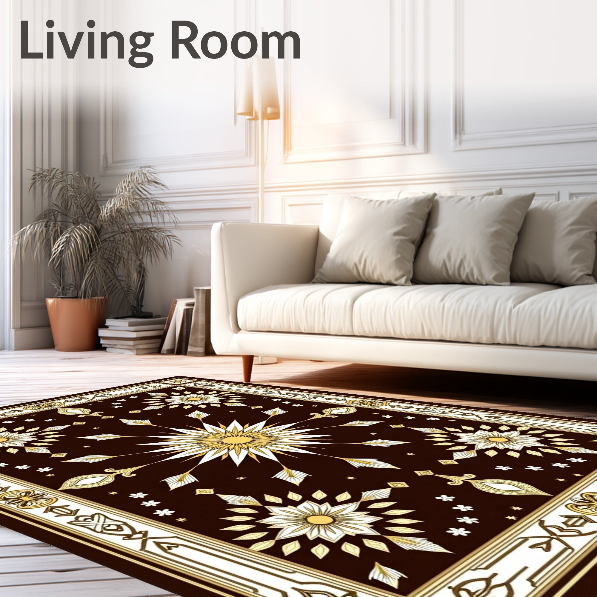 Rich Brown Sunburst Medallion Rug