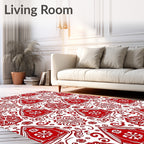 Red Gingerbread Houses Snowflake Garland Rug