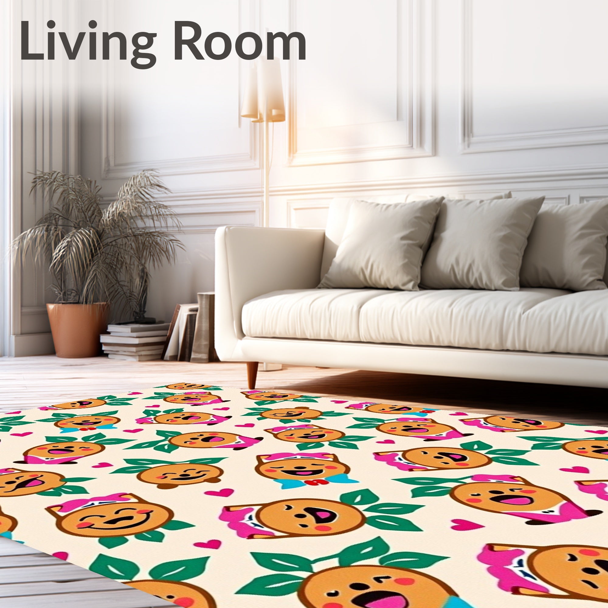 Cute Character Hearts Garden Rug