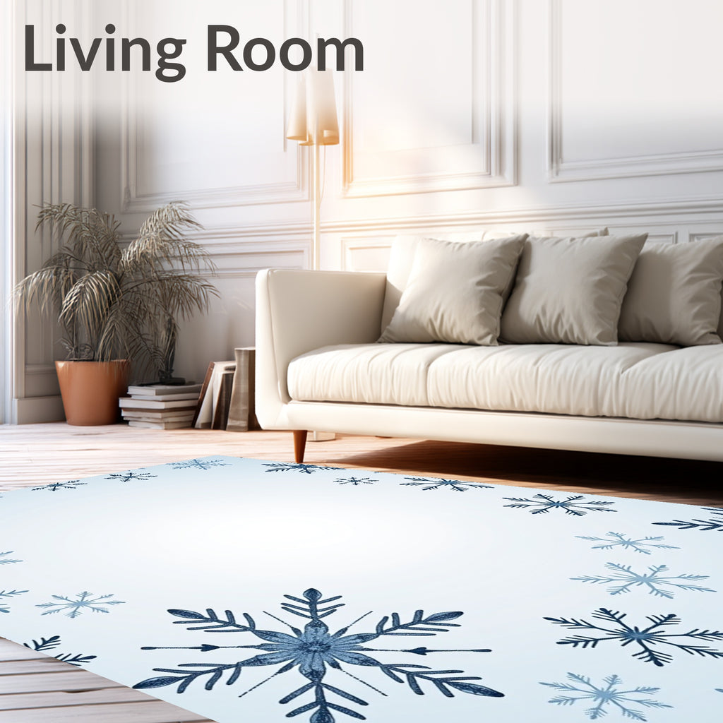 Dark Blue Snowflake Cascade Rug