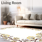 Golden Yellow Floral Vine Border Rug