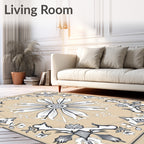 Tan Golden Flower Medallion Rug