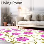 Pink Daisy Vine Swirls Rug