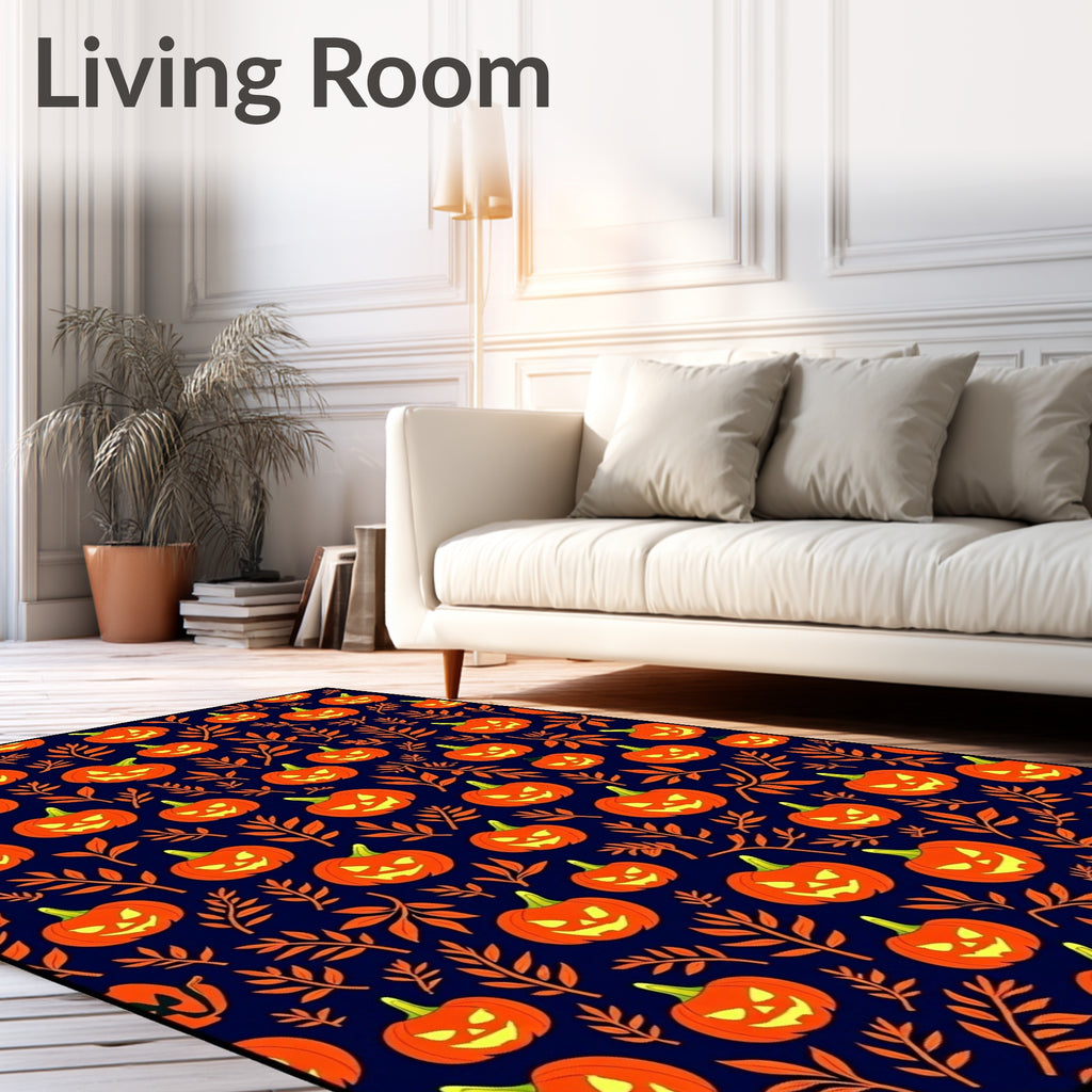 Spooky Orange Jack-o-Lantern Fall Branches Rug