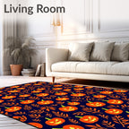 Spooky Orange Jack-o-Lantern Fall Branches Rug