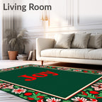 Festive Red Ivory Holly Border Rug