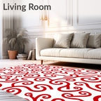 Crimson Swirls Whimsical Curve Rug