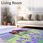 Brown Horse Lavender Field Clouds Rug