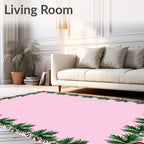 Green Festive Foliage Red Bow Border Rug