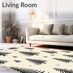 Black Evergreen Trees on Cream Rug