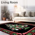 Festive Green White Red Christmas Tree Rug