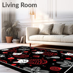 Whimsical Red Cats and Ornaments Rug