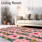 Pink Gnome And Fir Tree Garland Rug