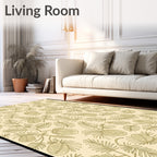 Golden Pine Needle And Cone Illustration Rug