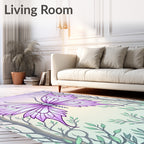 Whimsical Purple Butterfly Forest Rug