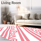 Coral Swirls Diagonal Stripe Rug