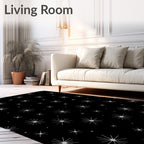 Black white starburst cosmic Rug