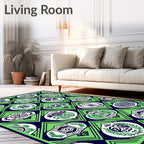 Emerald Navy Oval Emblem Medallion Rug