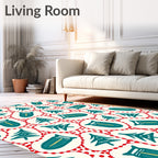 Teal Tree Red Dot Whimsical Rug