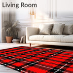 Crimson Black White Plaid Check Rug