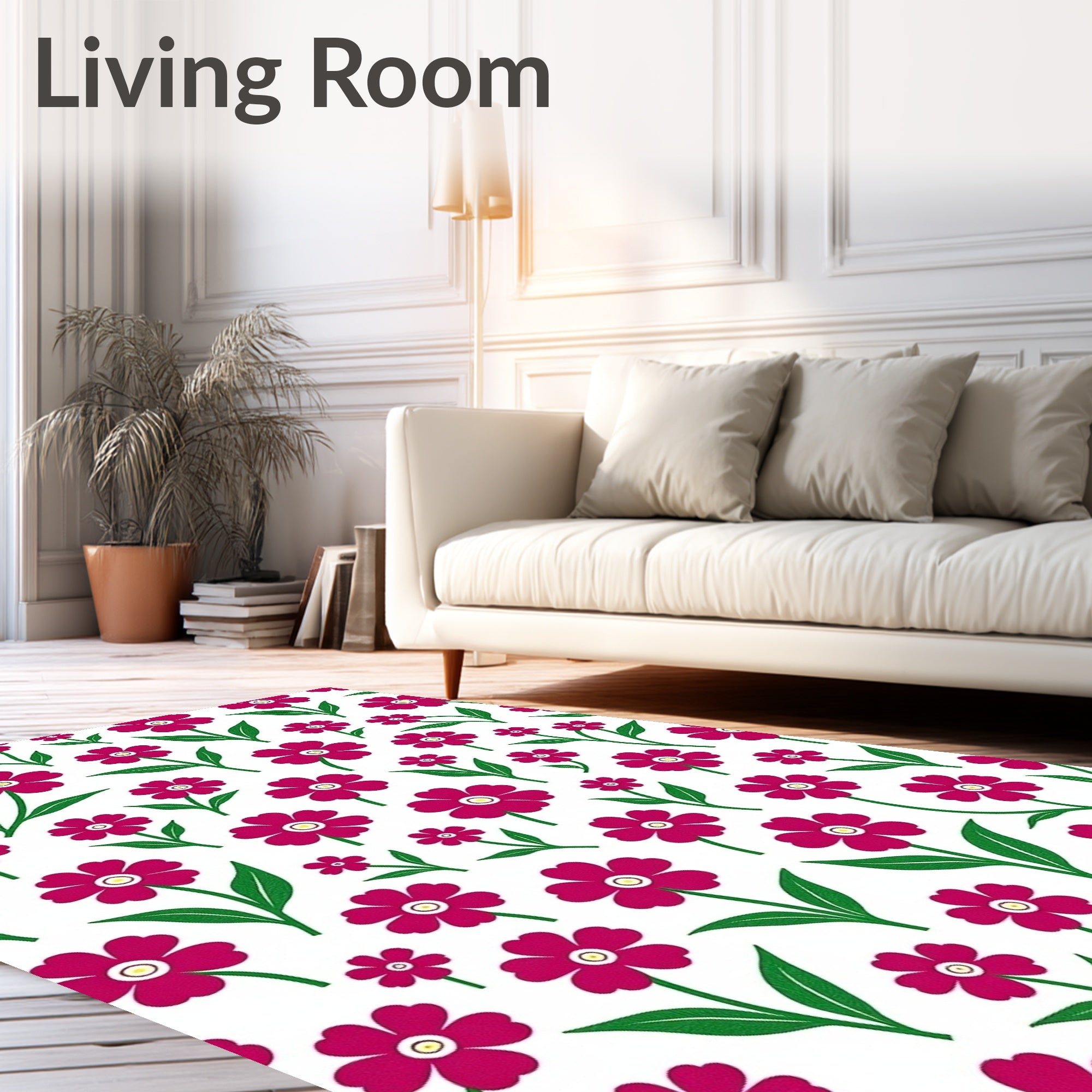 Crimson Floral Field Repeat Rug