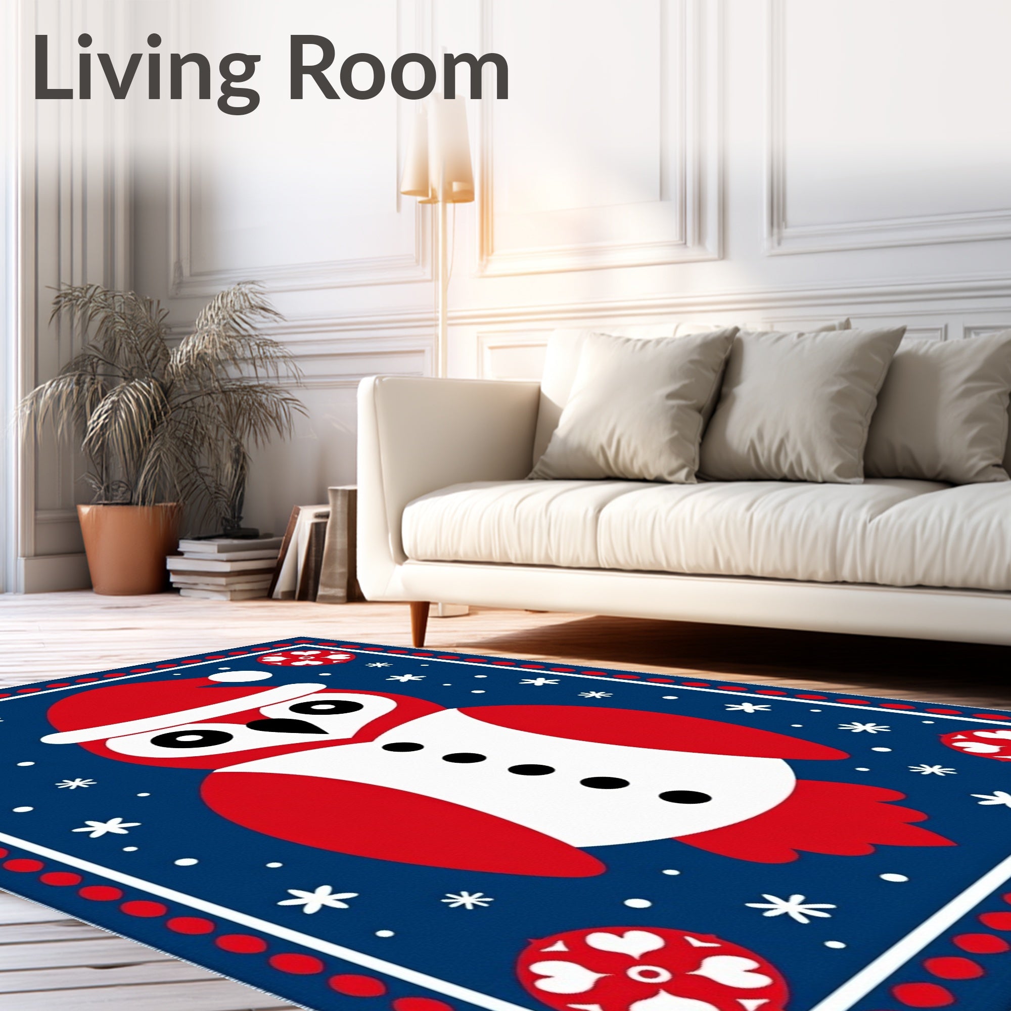 Red Snow Owl Winter Celebration Rug