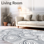 Black White Organic Contour Lines Rug
