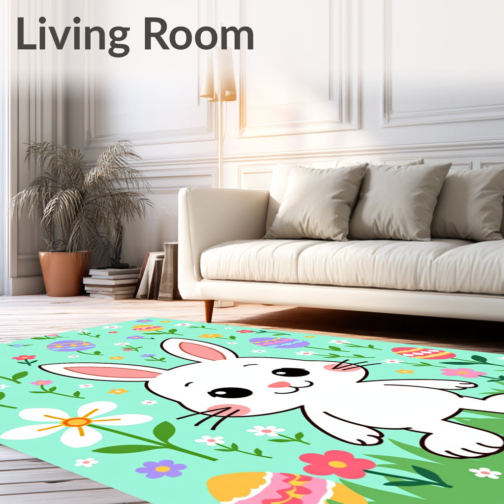 Cute Easter Bunny Floral Egg Patch Rug