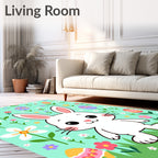 Cute Easter Bunny Floral Egg Patch Rug