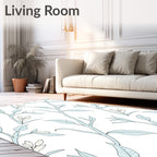 Light Blue Branch Foliage Arrangement Rug