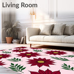 Crimson Floral Sprig Garden Rug