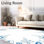 Blue Floral Medallion Border Rug