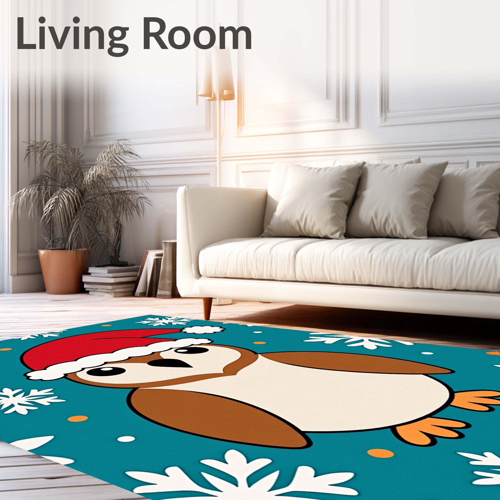 Festive Owl with Snowflakes Christmas Rug