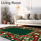 Bold Red Yellow Foliage Border Rug