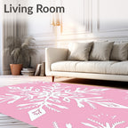 White Snowflake Pink Winter Wonder Rug