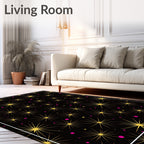 Golden Starburst Black Festive Night Rug