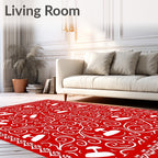 Vibrant Red Floral Scroll Design Rug