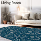 Winter Snowflake Botanical Swirl Rug